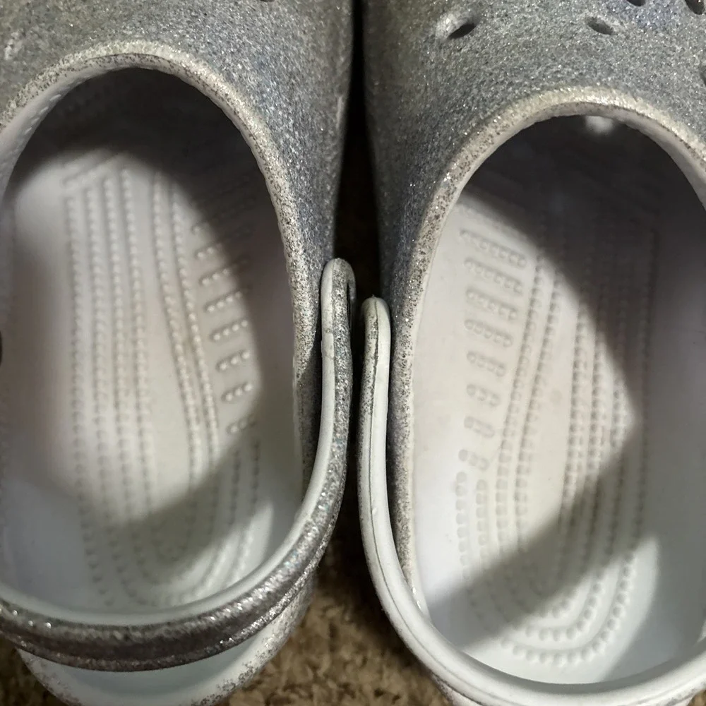 Crocs Clogs Slip On Shoes Purple Lavender Youth 3 Kids Girls Sandals Sparkles
